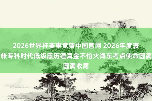 2026世界杯赛事竞猜中国官网 2026年度寰宇司帐专科时代低级履历锤真金不怕火海东考点使命圆满收尾
