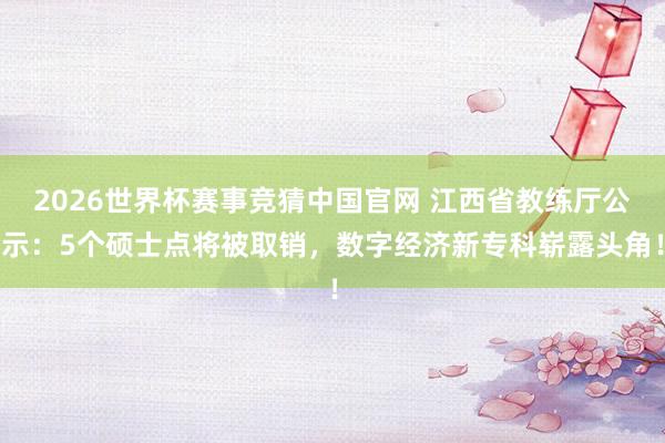 2026世界杯赛事竞猜中国官网 江西省教练厅公示：5个硕士点将被取销，数字经济新专科崭露头角！
