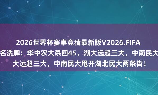 2026世界杯赛事竞猜最新版V2026.FIFA 2026湖北高校寰球排名洗牌:华中农大杀回45,湖大远超三大,中南民大甩开湖北民大两条街!