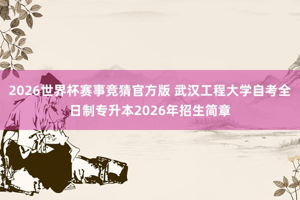 2026世界杯赛事竞猜官方版 武汉工程大学自考全日制专升本2026年招生简章
