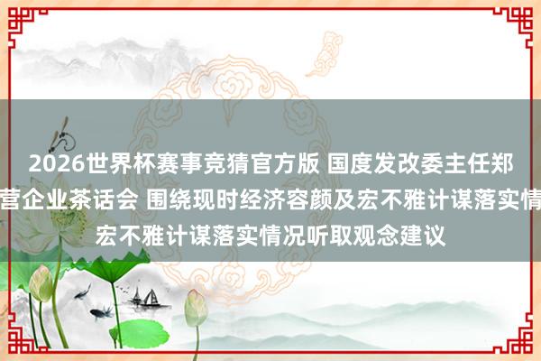 2026世界杯赛事竞猜官方版 国度发改委主任郑栅洁左右召开民营企业茶话会 围绕现时经济容颜及宏不雅计谋落实情况听取观念建议
