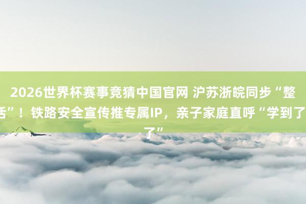 2026世界杯赛事竞猜中国官网 沪苏浙皖同步“整活”!铁路安全宣传推专属IP,亲子家庭直呼“学到了”