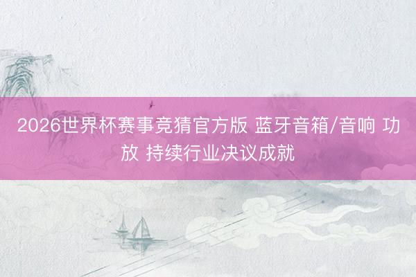 2026世界杯赛事竞猜官方版 蓝牙音箱/音响 功放 持续行业决议成就