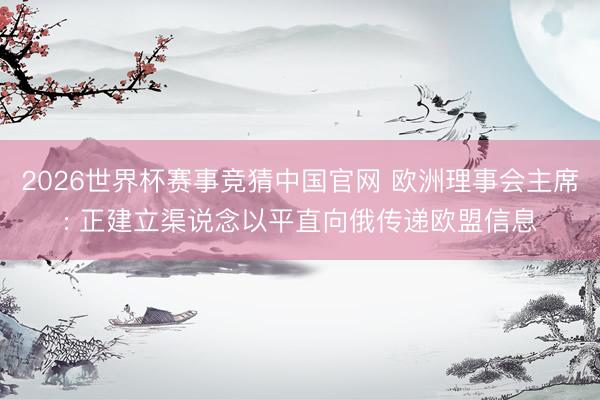 2026世界杯赛事竞猜中国官网 欧洲理事会主席: 正建立渠说念以平直向俄传递欧盟信息